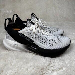 Brooks Womens Glycerin 22 Stealthfit White Black Knit Running Sneakers Sz 9 B US